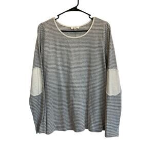 UMGEE Grey and white stripe long sleeve pullover tee M bump friendly